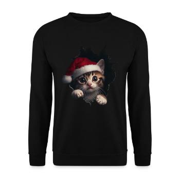 Chat Propriétaire Chats Noël Noël Chat - Sweat-shirt Unisexe - noir - Devant - Alina (178cm) & Michal (187cm)