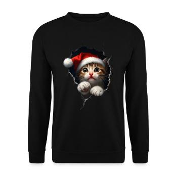 Chat Propriétaire Chats Noël Noël Chat - Sweat-shirt Unisexe - noir - Devant - Alina (178cm) & Michal (187cm)
