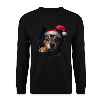 Hundebesitzer Hunde Weihnachten Weihnachts Hund - Unisex Pullover - Schwarz - Vorne - Alina (178cm) & Michal (187cm)