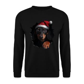 Hundebesitzer Hunde Weihnachten Weihnachts Hund - Unisex Pullover - Schwarz - Vorne - Alina (178cm) & Michal (187cm)