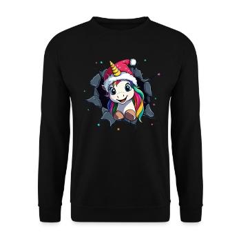 Licorne drôle Licornes de Noël Licorne - Sweat-shirt Unisexe - noir - Devant - Alina (178cm) & Michal (187cm)