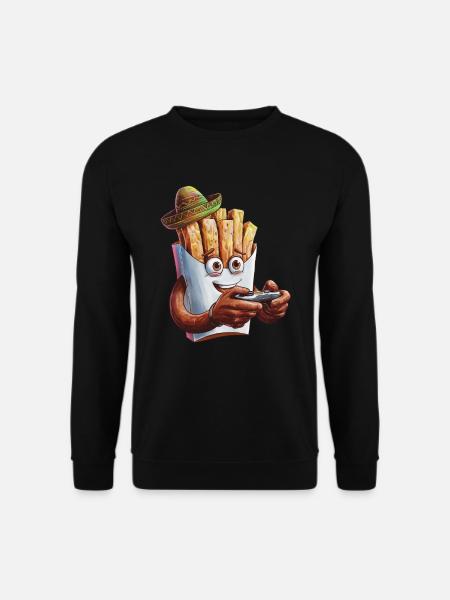 Lustig Fast Food Gaming Pizza Gamer Zocker Zocken - Unisex Pullover - Schwarz