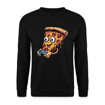 Funny Fast Food Gaming Pizza Gamer Gamer Gaming - Unisex Sweatshirt - black - Front - Alina (178cm) & Michal (187cm)