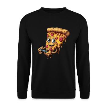 Funny Fast Food Gaming Pizza Gamer Gamer Gaming - Unisex Sweatshirt - black - Front - Alina (178cm) & Michal (187cm)