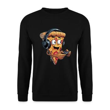 Funny Fast Food Gaming Pizza Gamer Gamer Gaming - Unisex Sweatshirt - black - Front - Alina (178cm) & Michal (187cm)