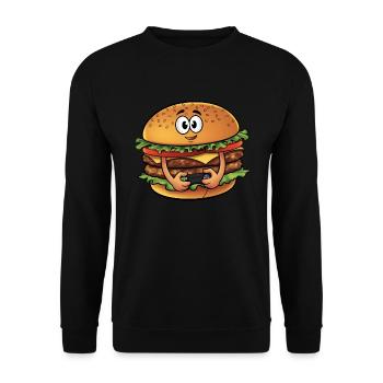 Funny Fast Food Gaming Pizza Gamer Gamer Gaming - Unisex Sweatshirt - black - Front - Alina (178cm) & Michal (187cm)