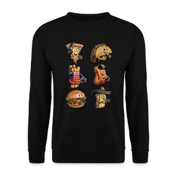 Funny Fast Food Gaming Pizza Gamer Gamer Gaming - Unisex Sweatshirt - black - Front - Alina (178cm) & Michal (187cm)
