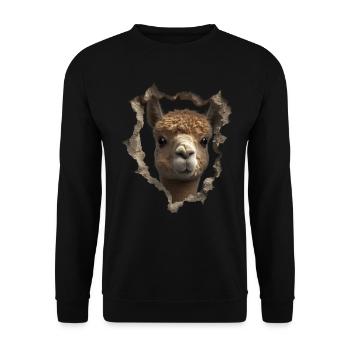 Funny Alpaca Alpaca Lover Cute Zoo Animals - Unisex Sweatshirt - black - Front - Alina (178cm) & Michal (187cm)