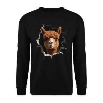 Funny Alpaca Alpaca Lover Cute Zoo Animals - Unisex Sweatshirt - black - Front - Alina (178cm) & Michal (187cm)