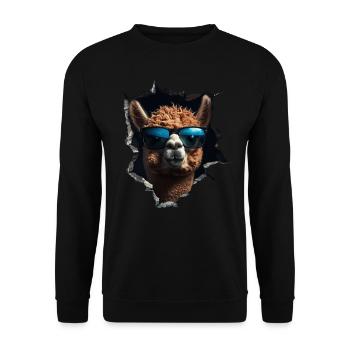 Funny Alpaca Alpaca Lover Cute Zoo Animals - Unisex Sweatshirt - black - Front - Alina (178cm) & Michal (187cm)