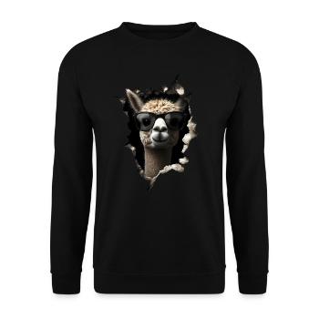 Funny Alpaca Alpaca Lover Cute Zoo Animals - Unisex Sweatshirt - black - Front - Alina (178cm) & Michal (187cm)
