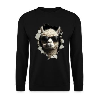 Funny Alpaca Alpaca Lover Cute Zoo Animals - Unisex Sweatshirt - black - Front - Alina (178cm) & Michal (187cm)