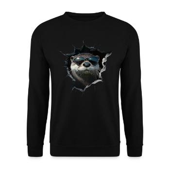 Funny Otter Otter Lover Cute Otter Zoo - Unisex Sweatshirt - black - Front - Alina (178cm) & Michal (187cm)