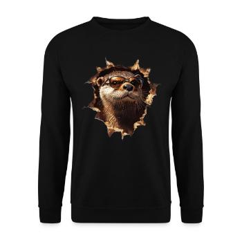 Funny Otter Otter Lover Cute Otter Zoo - Unisex Sweatshirt - black - Front - Alina (178cm) & Michal (187cm)