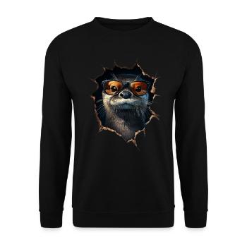 Funny Otter Otter Lover Cute Otter Zoo - Unisex Sweatshirt - black - Front - Alina (178cm) & Michal (187cm)