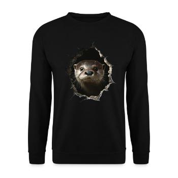 Funny Otter Otter Lover Cute Otter Zoo - Unisex Sweatshirt - black - Front - Alina (178cm) & Michal (187cm)