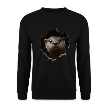 Funny Otter Otter Lover Cute Otter Zoo - Unisex Sweatshirt - black - Front - Alina (178cm) & Michal (187cm)