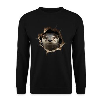 Funny Otter Otter Lover Cute Otter Zoo - Unisex Sweatshirt - black - Front - Alina (178cm) & Michal (187cm)
