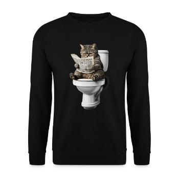 Lustiges Katzen Katzenbesitzer Klo Katze Haustier - Unisex Pullover - Schwarz - Vorne - Alina (178cm) & Michal (187cm)