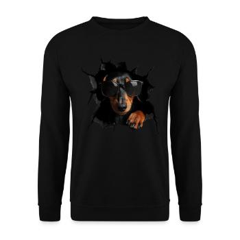 Drôle de chien Propriétaire de chien Chien mignon Teckel - Sweat-shirt Unisexe - noir - Devant - Alina (178cm) & Michal (187cm)