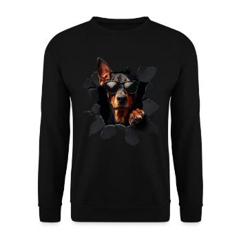 Drôle de chien propriétaire Chien mignon Doberman - Sweat-shirt Unisexe - noir - Devant - Alina (178cm) & Michal (187cm)