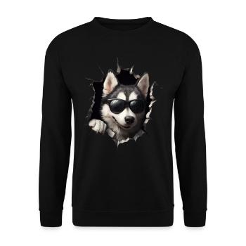 Drôle de chiens Propriétaire de chien Chien mignon Husky - Sweat-shirt Unisexe - noir - Devant - Alina (178cm) & Michal (187cm)