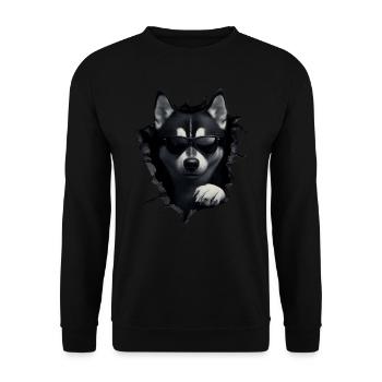 Drôle de chiens Propriétaire de chien Chien mignon Husky - Sweat-shirt Unisexe - noir - Devant - Alina (178cm) & Michal (187cm)