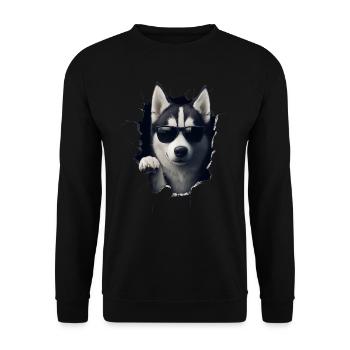 Drôle de chiens Propriétaire de chien Chien mignon Husky - Sweat-shirt Unisexe - noir - Devant - Alina (178cm) & Michal (187cm)