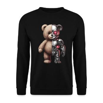 Lustige Roboter Tech Teddybär Cyborg Tier Bär - Unisex Pullover - Schwarz - Vorne - Alina (178cm) & Michal (187cm)