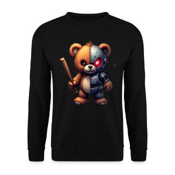 Funny Robot Tech Teddy Bear Cyborg Animal Bear - Unisex Sweatshirt - black - Front - Alina (178cm) & Michal (187cm)
