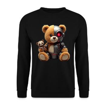 Lustige Roboter Tech Teddybär Cyborg Tier Bär - Unisex Pullover - Schwarz - Vorne - Alina (178cm) & Michal (187cm)