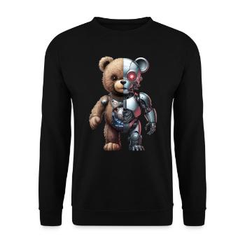Robot Drôle Tech Ours En Peluche Cyborg Animal Ours - Sweat-shirt Unisexe - noir - Devant - Alina (178cm) & Michal (187cm)