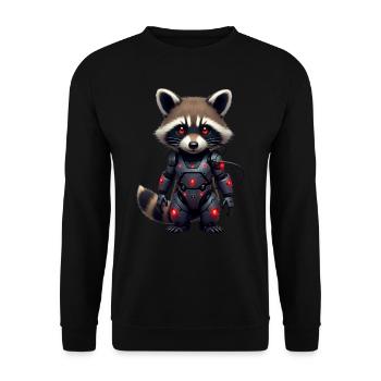 Lustige Roboter Tech Waschbär Cyborg Tier Raccoon - Unisex Pullover - Schwarz - Vorne - Alina (178cm) & Michal (187cm)