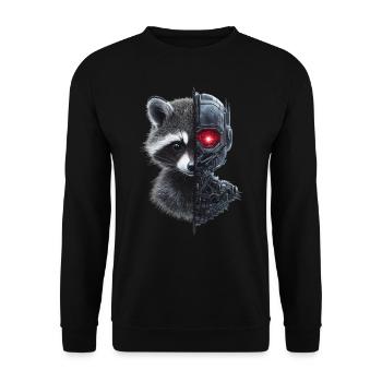 Lustige Roboter Tech Waschbär Cyborg Tier Raccoon - Unisex Pullover - Schwarz - Vorne - Alina (178cm) & Michal (187cm)