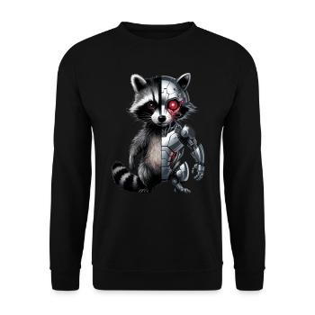 Lustige Roboter Tech Waschbär Cyborg Tier Raccoon - Unisex Pullover - Schwarz - Vorne - Alina (178cm) & Michal (187cm)