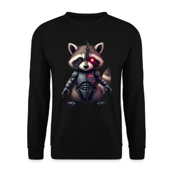 Lustige Roboter Tech Waschbär Cyborg Tier Raccoon - Unisex Pullover - Schwarz - Vorne - Alina (178cm) & Michal (187cm)