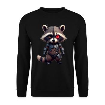 Lustige Roboter Tech Waschbär Cyborg Tier Raccoon - Unisex Pullover - Schwarz - Vorne - Alina (178cm) & Michal (187cm)