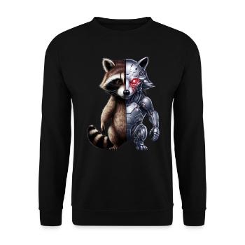 Lustige Roboter Tech Waschbär Cyborg Tier Raccoon - Unisex Pullover - Schwarz - Vorne - Alina (178cm) & Michal (187cm)