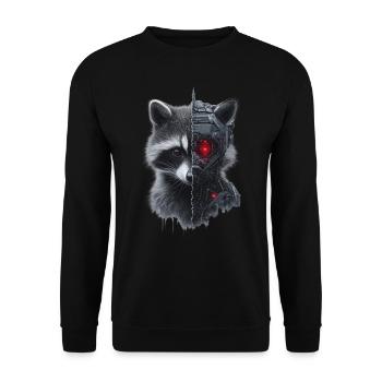 Lustige Roboter Tech Waschbär Cyborg Tier Raccoon - Unisex Pullover - Schwarz - Vorne - Alina (178cm) & Michal (187cm)