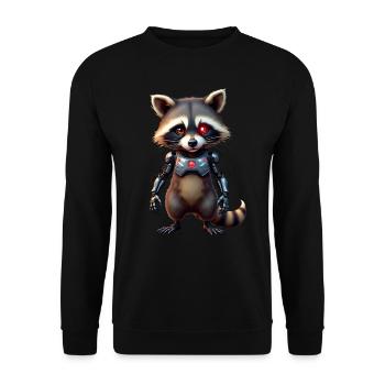 Lustige Roboter Tech Waschbär Cyborg Tier Raccoon - Unisex Pullover - Schwarz - Vorne - Alina (178cm) & Michal (187cm)