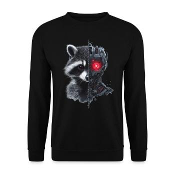 Lustige Roboter Tech Waschbär Cyborg Tier Raccoon - Unisex Pullover - Schwarz - Vorne - Alina (178cm) & Michal (187cm)