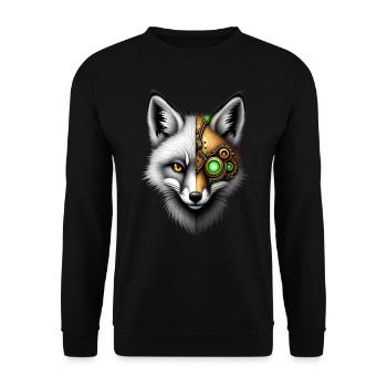 Lustiger Roboter Fuchs Cyborg Tier Fox Süßer Fuchs - Unisex Pullover - Schwarz - Vorne - Alina (178cm) & Michal (187cm)