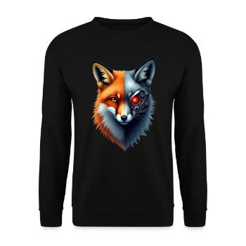 Lustiger Roboter Fuchs Cyborg Tier Fox Süßer Fuchs - Unisex Pullover - Schwarz - Vorne - Alina (178cm) & Michal (187cm)
