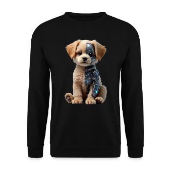 Funny Robot Dog Cyborg Animal AI Dog Robot - Unisex Sweatshirt - black - Front - Alina (178cm) & Michal (187cm)