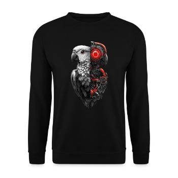 Funny Robot Art Parrot Cyborg Bird Parrot - Unisex Sweatshirt - black - Front - Alina (178cm) & Michal (187cm)
