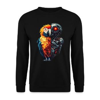 Funny Robot Art Parrot Cyborg Bird Parrot - Unisex Sweatshirt - black - Front - Alina (178cm) & Michal (187cm)