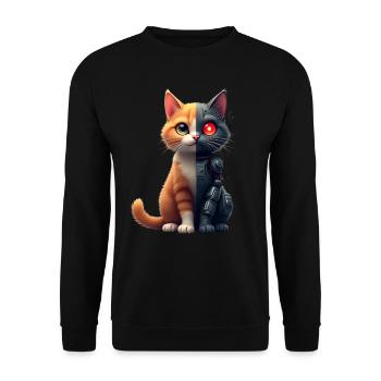 Funny Robot Cat Tech Cats Cyborg Animal Cat - Unisex Sweatshirt - black - Front - Alina (178cm) & Michal (187cm)