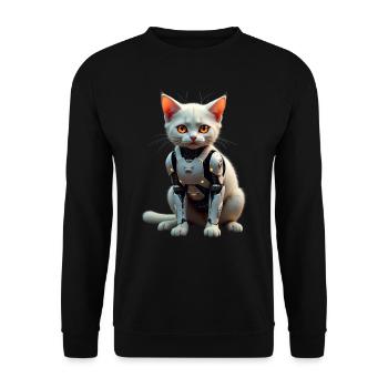 Funny Robot Cat Tech Cats Cyborg Animal Cat - Unisex Sweatshirt - black - Front - Alina (178cm) & Michal (187cm)