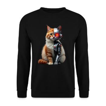 Funny Robot Cat Tech Cats Cyborg Animal Cat - Unisex Sweatshirt - black - Front - Alina (178cm) & Michal (187cm)