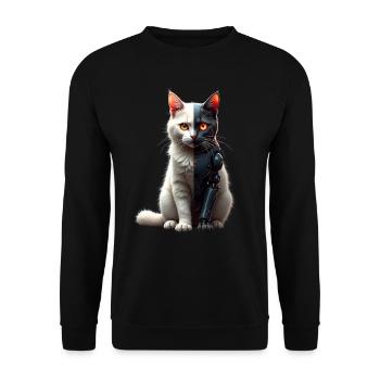 Funny Robot Cat Tech Cats Cyborg Animal Cat - Unisex Sweatshirt - black - Front - Alina (178cm) & Michal (187cm)